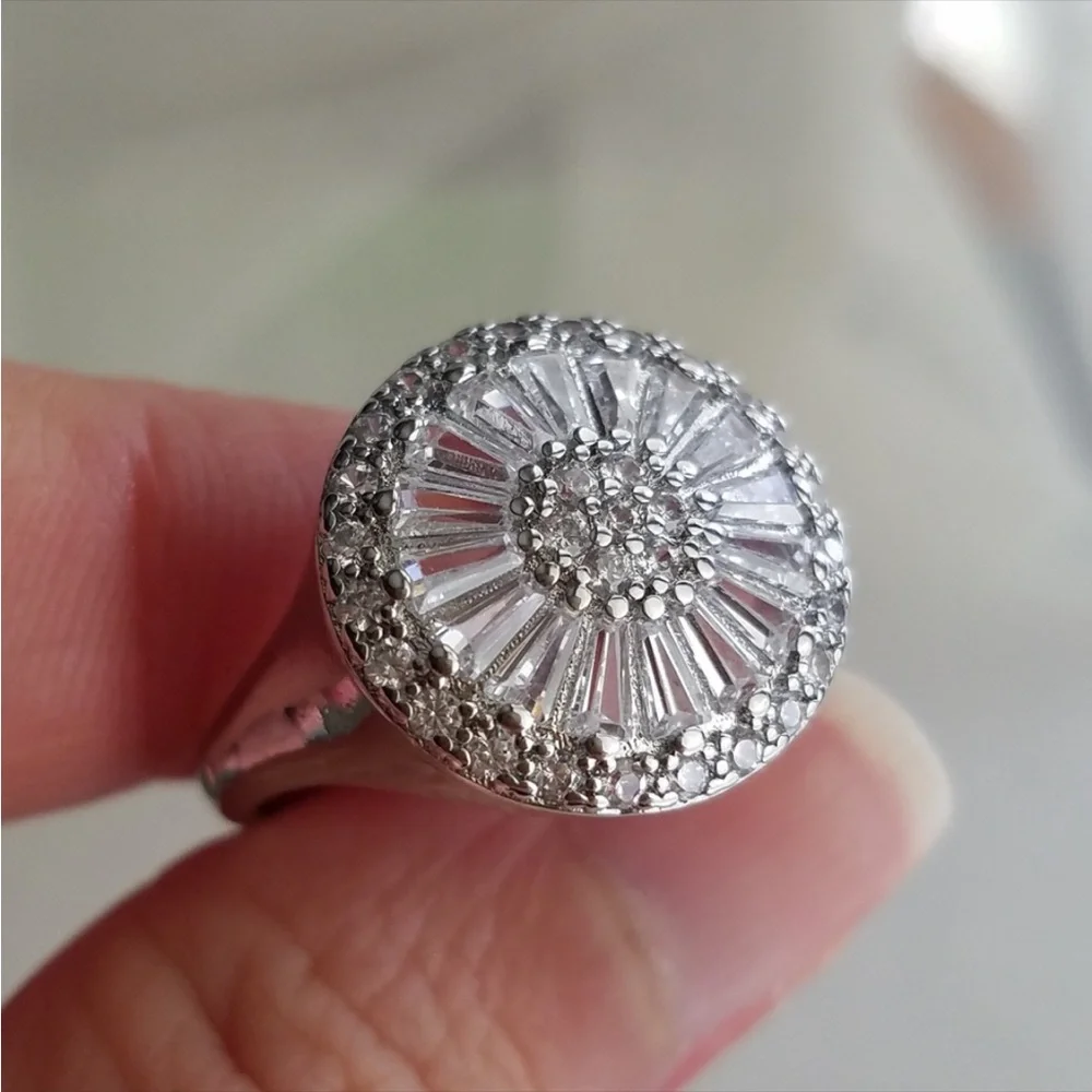 Swarovski Silver-Tone Clear Crystal Cluster Ring